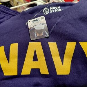 Navy Pride Navy Blue Sweatshirt With  Gold Logo Lettering Unisex Size L New.
